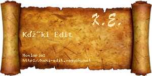 Kéki Edit névjegykártya